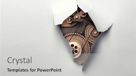  Presentation with gears - Presentation theme featuring gears-and-cogs-macro-mixed background and a  colored foreground