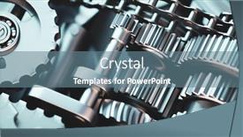  Presentation with mechanism - Presentation theme enhanced with gears-and-cogs-mechanism-industrial background and a ocean colored foreground