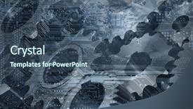  Presentation with calibration - Presentation theme having gears and computer-circuitboard calibration background and a ocean colored foreground