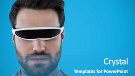  Presentation with animation - Amazing slide deck having gears animation - man in virtual reality headset backdrop and a teal colored foreground