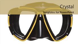  Presentation with octopus on isolated white - Slides enhanced with gears black - diving mask isolated background and a yellow colored foreground