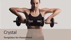  Presentation with workout - Theme featuring gears body - beautiful young woman background and a coral colored foreground