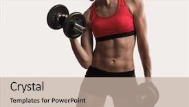  Presentation with workout - Theme having gears body - beautiful young woman background and a mint green colored foreground