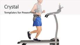  Presentation with running treadmill - PPT theme with gears body - full length profile shot background and a white colored foreground