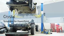  Presentation with body repair - Colorful PPT layouts enhanced with gears body - image of a car repair backdrop and a light blue colored foreground
