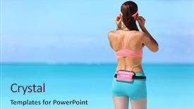  Presentation with wearable - Presentation design consisting of gears body - runner girl getting ready background and a arctic colored foreground