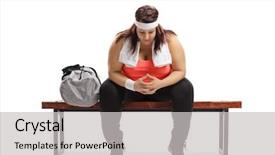  Presentation with woman sad - PPT layouts with gears body - sad overweight woman sitting background and a light gray colored foreground