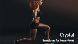  Presentation with lifting weights - Theme enhanced with gears body - shot of a beautiful young background and a wine colored foreground