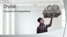  Presentation with world - Theme having gears globe - explore this great world mixed background and a light gray colored foreground