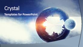  Presentation with mechanism - Presentation design featuring gears globe - metal gear mechanism mixed media background and a ocean colored foreground