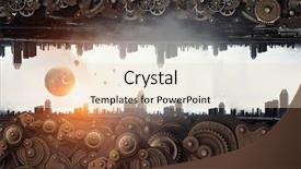  Presentation with mechanism - Theme with gears globe - metal gear mechanism mixed media background and a  colored foreground