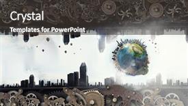  Presentation with mechanism - PPT theme enhanced with gears globe - metal gear mechanism mixed media background and a dark gray colored foreground