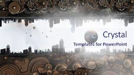  Presentation with mechanism - Cool new slides with gears globe - metal gear mechanism mixed media backdrop and a sky blue colored foreground