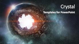  Presentation with mechanism - Beautiful slide set featuring gears globe - metal gear mechanism mixed media backdrop and a wine colored foreground