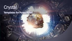  Presentation with mechanism - Presentation enhanced with metal gear mechanism mixed media background and a dark gray colored foreground