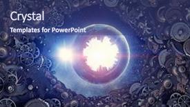  Presentation with mechanical gear mechanism team work - Amazing PPT layouts having gears globe - metal gear mechanism mixed media backdrop and a  colored foreground