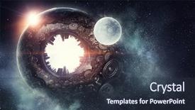  Presentation with mechanical gear mechanism team work - Colorful presentation design enhanced with gears globe - metal gear mechanism backdrop and a  colored foreground