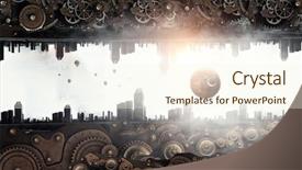  Presentation with mechanical gear mechanism team work - Amazing slide deck having gears globe - metal gear mechanism backdrop and a cream colored foreground
