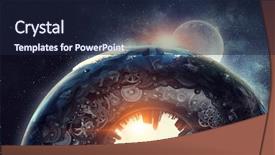  Presentation with mechanism - PPT theme with gears globe - metal gear mechanism background and a wine colored foreground