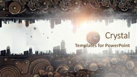  Presentation with mechanism - Presentation theme consisting of gears globe - metal gear mechanism background and a cream colored foreground