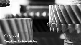  Presentation with heavy industry - Presentation design featuring gears grunge cogwheels real engine background and a dark gray colored foreground