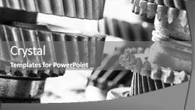  Presentation with heavy industry - Audience pleasing presentation design consisting of gears grunge cogwheels real engine backdrop and a gray colored foreground