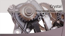  Presentation with water pump - Slides with gears isolated over white background background and a light gray colored foreground