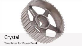  Presentation with stainless steel - Amazing PPT theme having gears isolated over white background backdrop and a  colored foreground