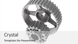  Presentation with stainless steel - Theme having gears isolated over white background background and a light gray colored foreground