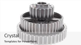  Presentation with stainless steel - PPT theme having gears isolated over white background background and a white colored foreground