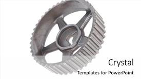  Presentation with stainless steel abstract - Slides having gears isolated over white background background and a  colored foreground