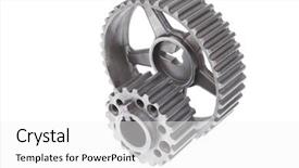  Presentation with stainless steel - Audience pleasing slide deck consisting of gears isolated over white background backdrop and a  colored foreground