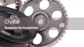  Presentation with water pump - Slides featuring gears isolated over white background background and a gray colored foreground