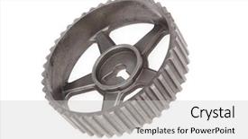  Presentation with stainless steel abstract - PPT theme featuring gears isolated over white background background and a  colored foreground