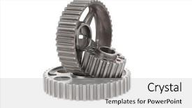  Presentation with stainless steel - Beautiful PPT layouts featuring gears isolated over white background backdrop and a  colored foreground