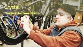  Presentation with maintenance - Presentation theme featuring gears keys - bike maintenance mechanic serviceman repairman background and a tawny brown colored foreground