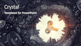  Presentation with mechanical gear mechanism team work - Colorful presentation theme enhanced with gears keys - metal gear mechanism backdrop and a  colored foreground