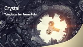  Presentation with mechanical gear mechanism team work - PPT theme enhanced with gears keys - metal gear mechanism background and a  colored foreground