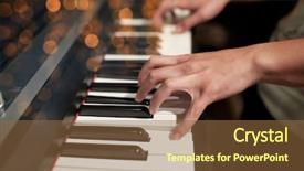  Presentation with music instruments - Slide set consisting of gears keys - music people art musical instruments background and a tawny brown colored foreground