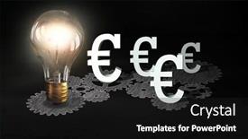  Presentation with glowing light bulb light bulb - Slide deck with gears mechanism and glowing light bulb on dark background background and a black colored foreground