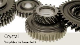  Presentation with gears - Slide set having gears meshing together over white background and a  colored foreground