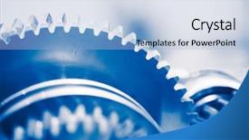  Presentation with gear wheels - Colorful slide deck enhanced with gears motion - industry background with blue gear backdrop and a light blue colored foreground