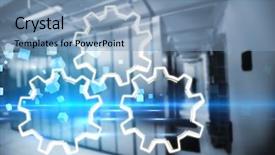  Presentation with gears - Beautiful slide deck featuring gears over white background backdrop and a teal colored foreground