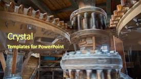  Presentation with mechanics - Presentation theme featuring gearwheel - close up of the windmill background and a tawny brown colored foreground