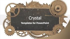  Presentation with dark - Slides having gearwheel - dark metal blank old label background and a dark gray colored foreground