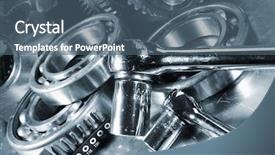  Presentation with parts - Cool new theme with gearwheel - spanners with machine parts backdrop and a ocean colored foreground