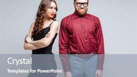 Presentation with geek - Audience pleasing PPT layouts consisting of geek - beauty displeased woman with smiling backdrop and a gray colored foreground