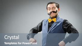  Presentation with funny - PPT theme enhanced with geek - funny man against dark background background and a gray colored foreground