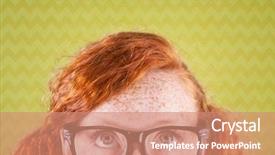  Presentation with funny - Amazing slides having geek - funny nerdy girl looking up backdrop and a coral colored foreground