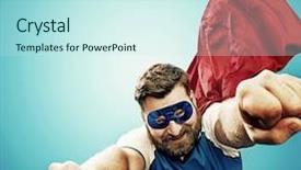  Presentation with superman - Slide set with geek - funny superman lots of copyspace background and a cool aqua colored foreground